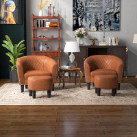 Bonzy Home 28.35'' Wide Barrel Chair and Ottoman