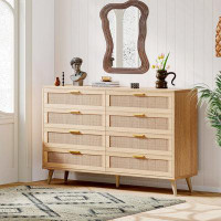 Bay Isle Home™ Abrienne 8 - Drawer Dresser, Chest of Dressers, Modern Wooden Dresser Chest with Golden Handles