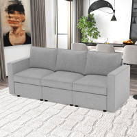Bonzy Home 87.8'' Wide Breathable Fabric Cushion Back Sofa With Under Seat Storage