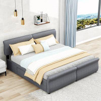Builddecor Size Upholstery Platform Bed With 2 Drawers (No Mattress )