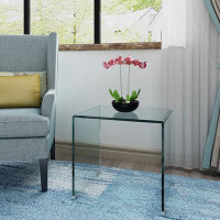 Wrought Studio Whole Tempered Glass Coffee Table Clear End Table Transparent SideTable for Room