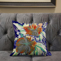 AmritaSen Hawaii Floral Duo Broadcloth Indoor Outdoor Blown and Closed Pillow