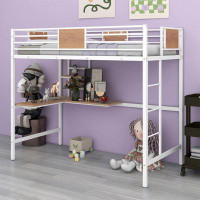 Mason & Marbles Akrati Twin Iron Loft Bed with Built-in-Desk by Mason & Marbles
