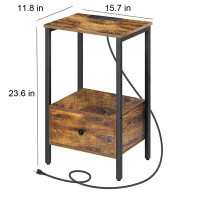 17 Stories Frame End Table Set with Storage and Built-in Outlets