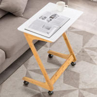Inbox Zero Sofa Side End Table With Wheels/Casters Couch TV Laptop Desk Snack Tray For Living Room Bedroom Small Spaces