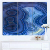 Design Art 'Blue Agate Stone Design' 3 Piece Graphic Art on Wrapped Canvas Set