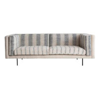 Longshore Tides Mid-Century Woven Dhurrie Upholstered Couch With Stripes