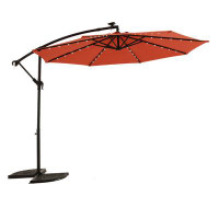 Latitude Run® Solar LED Offset Hanging Market Patio Umbrella