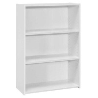Ebern Designs Three Shelf White Bookcase