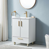 Mercer41 Moncerrat 24'' Matte White Modern Free-standing 2-Drawer Single Bathroom Vanity Set