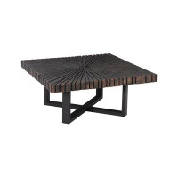 Phillips Collection Chainsaw Coffee Table, Square, Black Iron Cross Base, Black/Copper