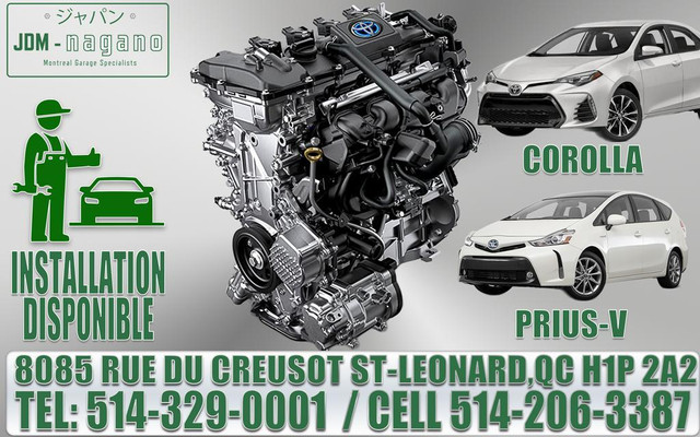 MOTEUR 2ZR-FXE 1.8 TOYOTA PRIUS-V HYBRID COROLLA 2017 2018 2019 2020 ENGINE in Engine & Engine Parts in Greater Montréal
