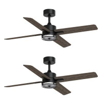 Wrought Studio Modern 46 Inch Downrod 4 Blades Smart Ceiling Fans with Lights and Remote Control (Set of 2)