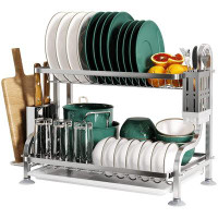 AURSK Stainless Steel 2 Tier Dish Rack
