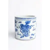 Red Barrel Studio Saugus Oriental Blue And White Porcelain Planter 8"X8"X8"