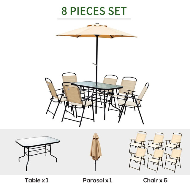 Patio Dining Set 21.3" x 26" x 35.4" Beige in Dining Tables & Sets - Image 4