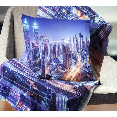 East Urban Home Cityscape Dubai Downtown Night Scene Photography Pillow in Bedding