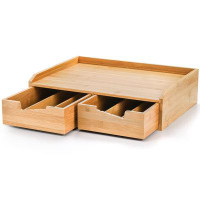 KOVOME Bamboo Drawer Organizer For Coffee Pod, K Cup Organizer With Drawer And Side Storage Box For Kitchen Office Coffe
