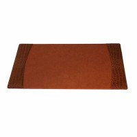 Everly Quinn Everly Quinn Cognac BrownItalian Patent Leather 34 x 20 Side-Rail Desk Pad