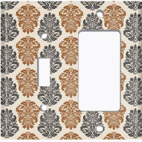 WorldAcc Metal Light Switch Plate Outlet Cover (Damask Symbo - (L) Single Toggle / (R) Single Rocker)