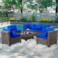 Latitude Run® 7 Piece Rattan Patio Furniture Set Outdoor Conversation Set For Yard Balcony Deck Poolside