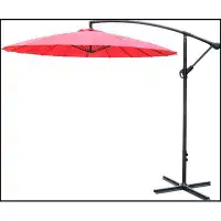 Latitude Run® 9 Ft Offset Hanging Market Patio Umbrella w,Easy Tilt Adjustment for Backyard, Poolside, Lawn