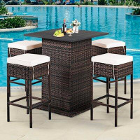 Latitude Run® Latitude Run® Bar Set with Steel Frame and Wicker Outer Material