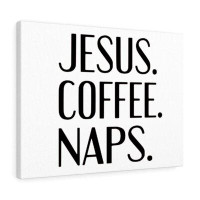 Trinx «Jesus, Coffee, Naps», art textuel sur toile tendue