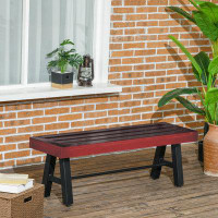 Winston Porter Patio Wooden Bench, Outdoor Park Bench with Slatted Seat, Brown