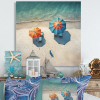Dovecove Beachside Chairs And Umbrellas III - Modern Landscape Beach Wall Decor