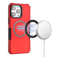 iPhone 15 Pro Max Grip Case with Metal Ring For Wireless Charging Case Cover - Red