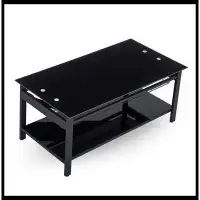 Ebern Designs Lift and Lift Coffee Table with Hidden Dividers and Storage Shelves,Tempered Glass Top Dining Table