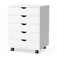 Inbox Zero 5 Drawer Chest - Storage Cabinets Dressers Wood Dresser Cabinet With Wheels Mobile Organizer Drawers For Offi