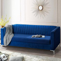 Mercer41 2-3 Seater Modern Couch, Loveseat with Vertical Striped Decoration and Metal Legs
