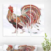 Made in Canada - East Urban Home 'Patterned Rooster Symbol of Chinese New Year' Graphic Art Print Multi-Piece Image on W