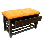 Rosalind Wheeler Eclectic Alijah Kilim Upholstered Handmade Wood Storage Bench
