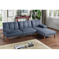 George Oliver Jerusha Adjustable Sofa Bed And Chaise Covers In Navy Polyfiber