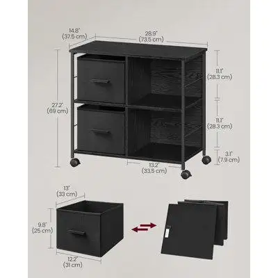 Ebern Designs File Cabinet With 2 Drawers, Bookcase, Cube Storage Shelf, Printer Stand, For A4, Letter-Size Files, Hangi