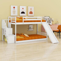 Harriet Bee Twin Over Twin Bunk Bed With Convertible Slide And Stairway