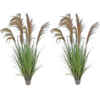 Primrue 57" (4.8Ft,2Pack) Pampas Grass Potted Plants,Artificial Tall Grass Faux Plants Fake Grass, Faux Pampas Grass Hom