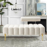 Everly Quinn Phip 53.2" Wide Faux Fur Upholstered Bench
