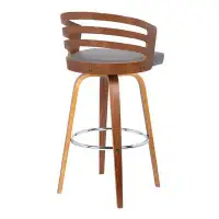 Orren Ellis TDC 30" Brown Solid Wood Swivel Low Back Bar Height Bar Chair