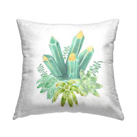East Urban Home Green Crystal Shards Blooming Succulent Plants Printed Throw Pillow Design By Ziwei Li