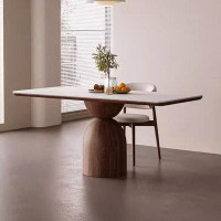 Orren Ellis Simple rectangular solid wood rock slab dining table