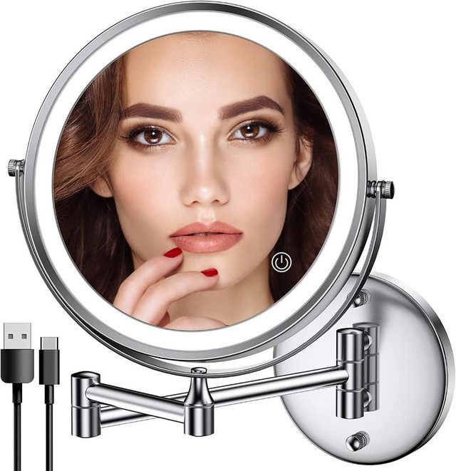 On SALE! Rechargeable Wall Mounted Lighted Makeup Mirror Chrome | FAST, FREE Delivery in Bathwares
