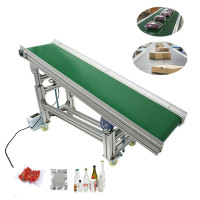 59x11.8inch Green PVC Belt Inclined Wall Conveyor Industrial Transport Belt Systems w/Frames Double Guardrails 230562