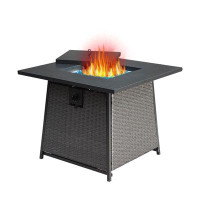 Latitude Run® Emier Cast Iron Outdoor Fire Pit Table with Lid