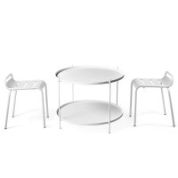 Latitude Run® Set Of 3,Outdoor Conversation Sets,Modern Metal End Table And 2 Indoor-Outdoor Metal Dining Chairs, 27.6 I