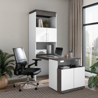 Brayden Studio Ailed 30W Shelving Unit With Fold-Out Desk