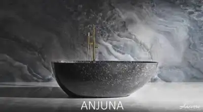 New for 2024!  Ancerre Designs: Forged Carbon Fiber 67x31 inch Anjuna Free Standing BathTub with Center Drain  ANC